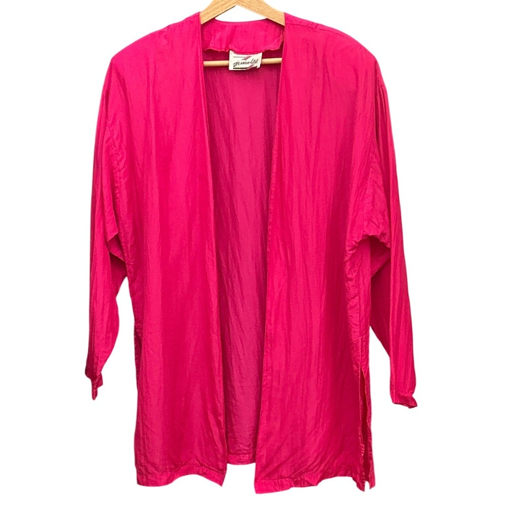 Vintage Jessica Ltd Open Front Duster Blazer Barbiecore Maximalist Hot Pink